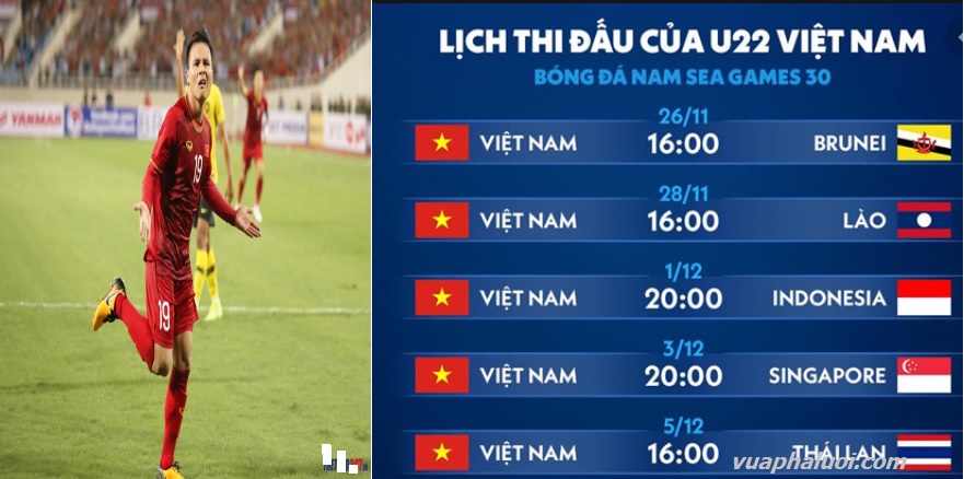 Lịch thi đấu vòng bảng của U22 Việt Nam tại Sea Games 30 new